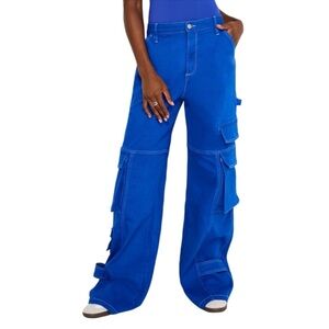 Good American Light Compression Cargo Jeans - Wave Blue